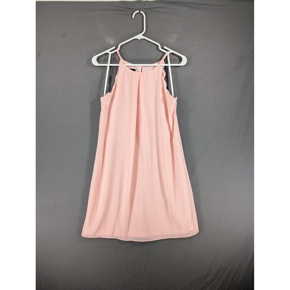 IN San Francisco Pink Scalloped Trim Halter Mini Dress Womens Size Medium